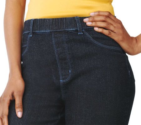 Denim & Co. Pull-On Pedal Pushers Side Slit Detail