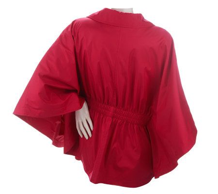 Dennis Basso Notch Collar Button Front Capelet with Pockets