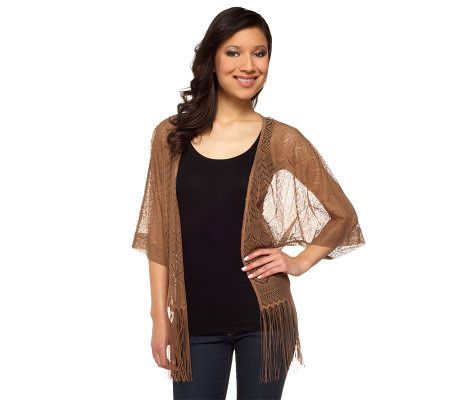 K-DASH by Kardashian Open Front Cardigan with Fringe Detail - A224086