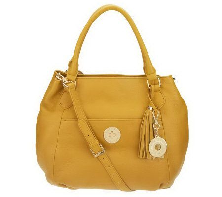 Isaac Mizrahi Live! Bridgehampton Leather Satchel with Strap - A225686