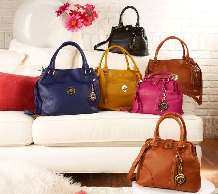 Isaac Mizrahi Live! Bridgehampton Leather Satchel with Strap