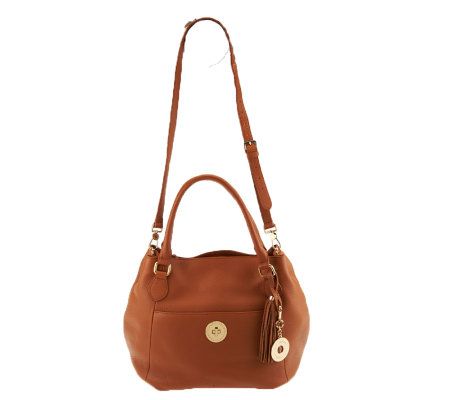 Isaac Mizrahi Live! Bridgehampton Leather Satchel with Strap