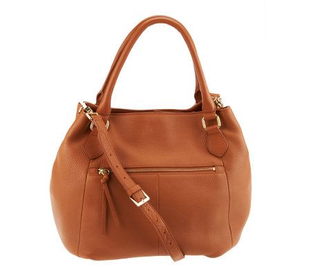 Isaac Mizrahi Live! Bridgehampton Leather Satchel with Strap