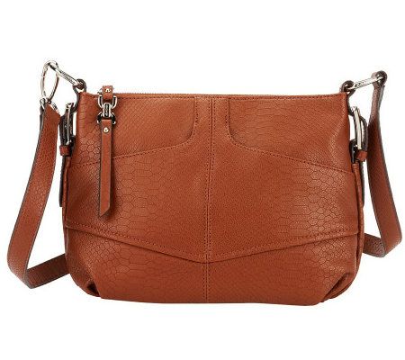 B. Makowsky Cobra Embossed Leather Convertible Crossbody Bag - A226186