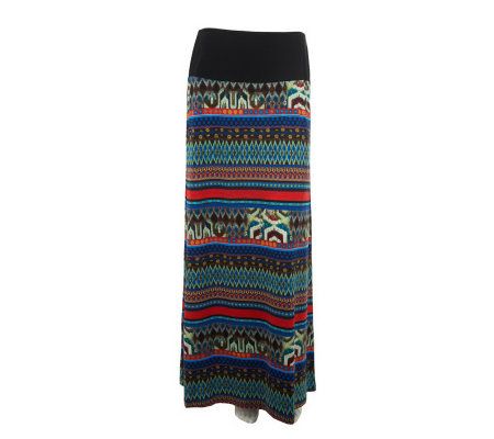 Women with Control Petite Printed Maxi Skirt with Tummy Control - A231686