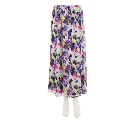 Liz Claiborne New York Floral Printed Crinkle Chiffon Skirt