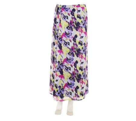 Liz Claiborne New York Floral Printed Crinkle Chiffon Skirt