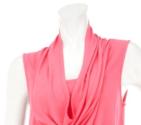 LOGO by Lori Goldstein Sleeveless Cowl Neck Knit Dress