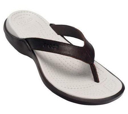 Crocs Womens Capri Flip Leather Sandals - A327886