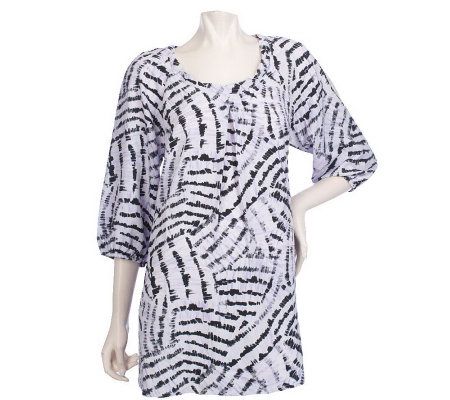 LOGO by Lori Goldstein Printed Top with Twisted Neckline - A213887