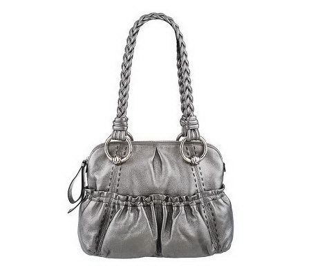 As Is B. Makowsky Glove Leather Medium Zip Top Satchel - A219187