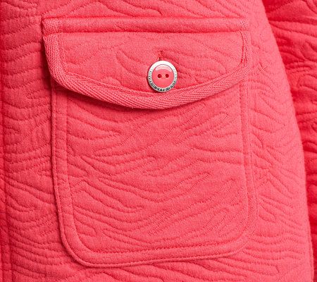 Isaac Mizrahi Live! Animal Quilted Button Front Knit Jacket