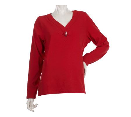 Denim & Co. Long Sleeve Henley with Toggle Detail - A220587