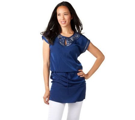 CV by Cynthia Vincent Embellished Drawstring Tunic - A223587