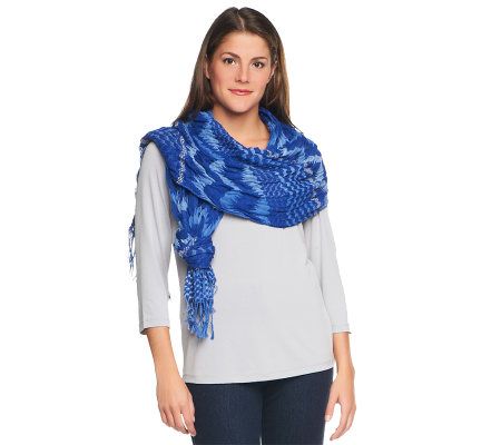 Layers by Lizden Multi-textured Chevron Scarf with Fringe - A230087