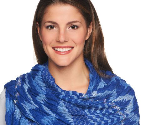 Layers by Lizden Multi-textured Chevron Scarf with Fringe