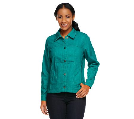 Denim & Co. Stretch Denim Jean Jacket w/ Hi-Low Hem - A230687