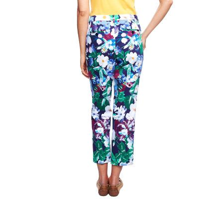 Isaac Mizrahi Live! Photo Reel Floral Print Ankle Pants