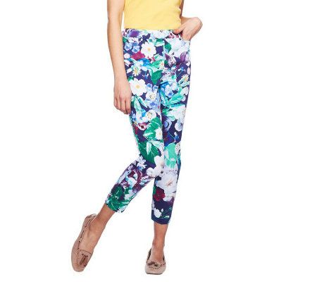 Isaac Mizrahi Live! Photo Reel Floral Print Ankle Pants - A230887