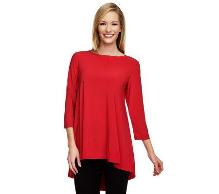 Attitudes by Renee High Low Hem Top with Pleat Back - A231187