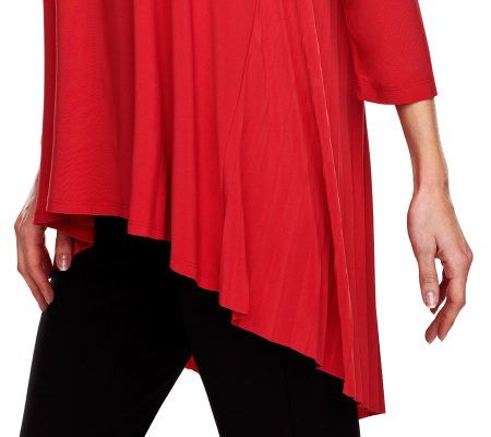 Attitudes by Renee High Low Hem Top with Pleat Back