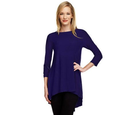 Attitudes by Renee High Low Hem Top with Pleat Back - A231187