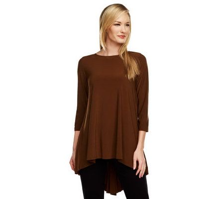 Attitudes by Renee High Low Hem Top with Pleat Back - A231187
