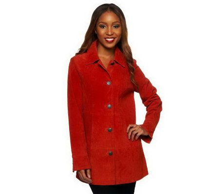 As Is Denim & Co. Washable Suede Button Front Jacket with Pocket - A235787