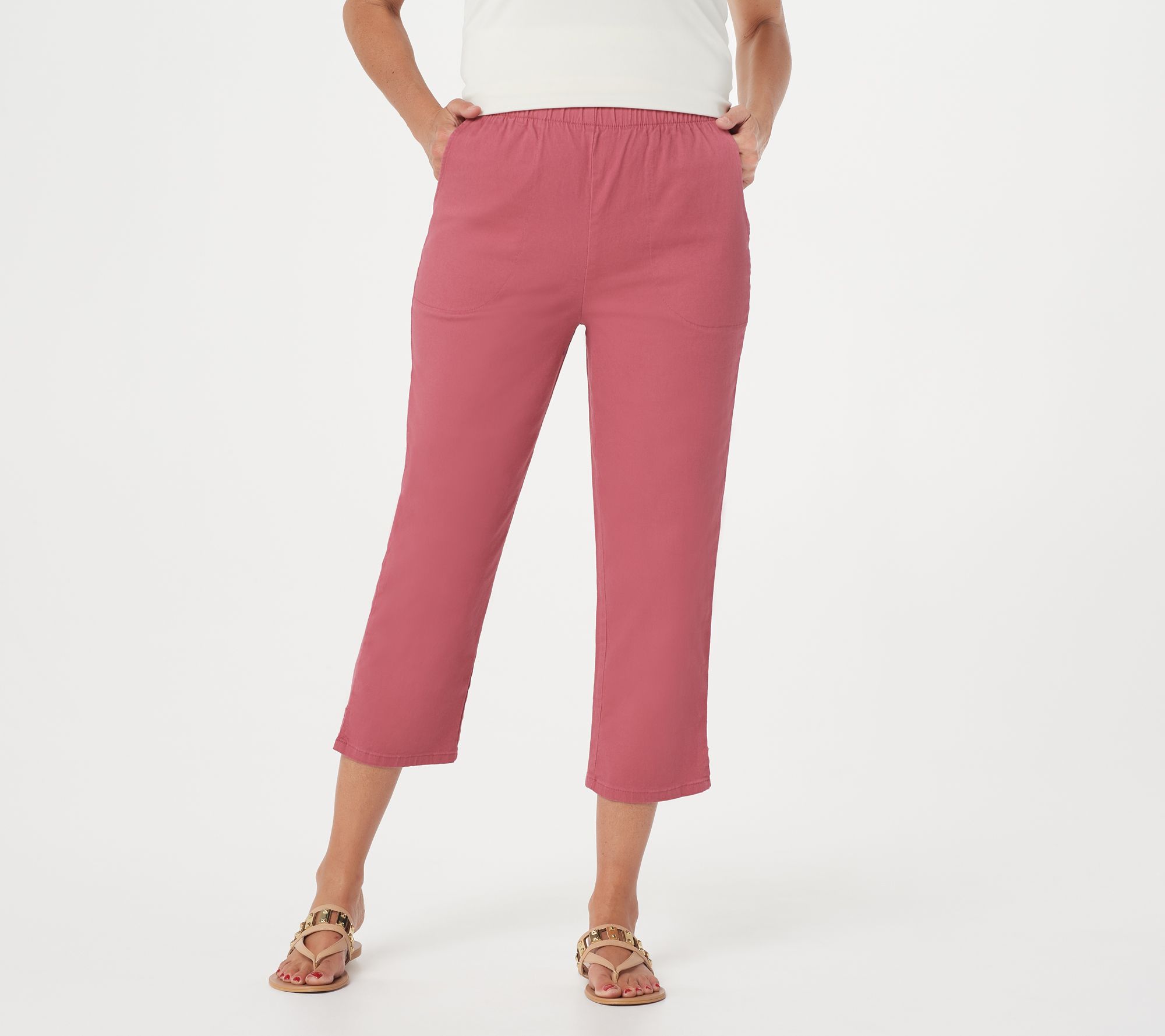 As Is Denim & Co. Original Waist Stretch Crop Pants with Side Pockets - A236187