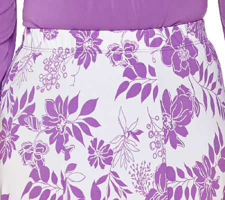 Susan Graver Liquid Knit Ruched V-neck Shirt with Gored Skirt