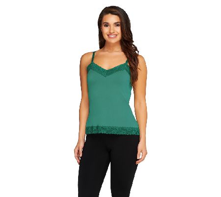 Susan Graver Essentials Liquid Knit Lace Trimmed Camisole - A93187
