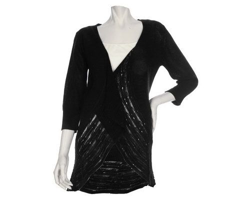 EffortlessStyle by Citiknits 3/4 Sleeve Sweater Cardigan - A199688