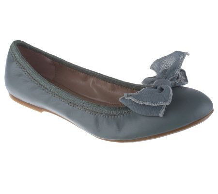 Tignanello Leather Ballet Flats with Bow Detail - A216088
