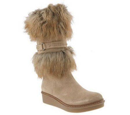 B. Makowsky Suede & Faux Fur Boots - A217788