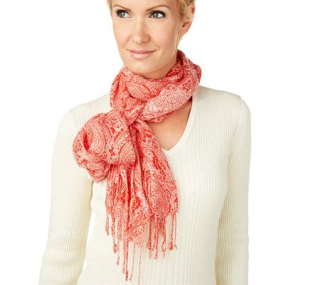 Liz Claiborne New York Medallion Print Pashmina with Fringe Detail - A220788