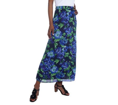 Isaac Mizrahi Live! Printed Crinkle Maxi Skirt - A222088