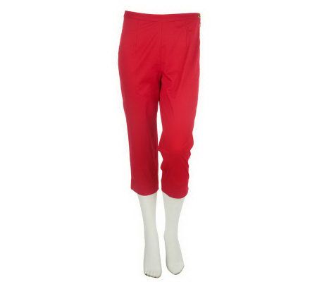 Bob Mackies Flat Front Twill Crop Pants w/Side Zip - A224588