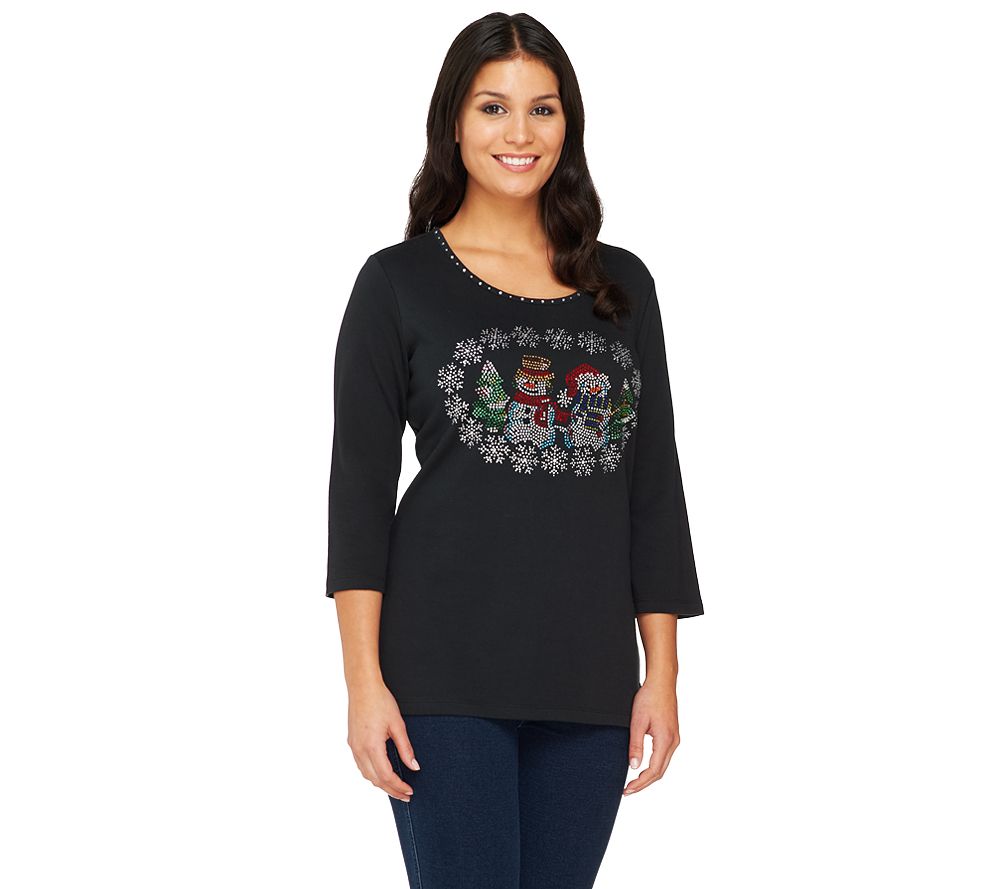 Quacker Factory Circle of Friends 3/4 Sleeve T-shirt - A229388