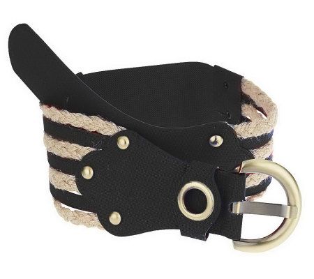As Is Global Glamour Stretch Canvas & Rope Belt - A229988