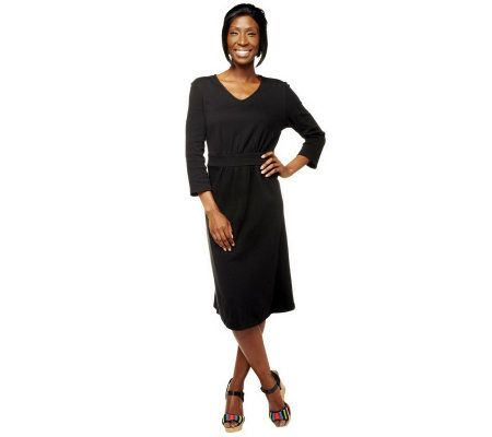Liz Claiborne New York Essentials 3/4 Sleeve V-Neck Dress - A230688