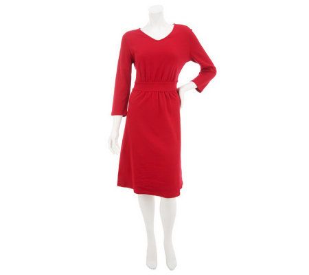 Liz Claiborne New York Essentials 3/4 Sleeve V-Neck Dress - A230688