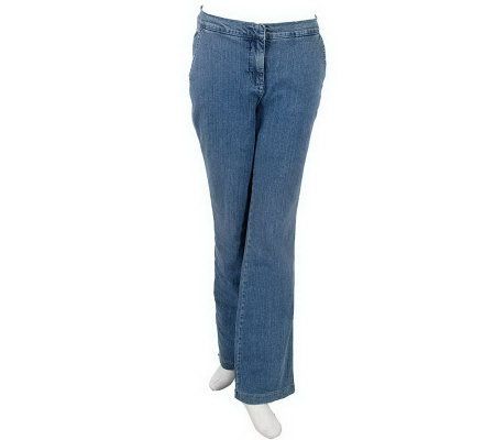 As Is Denim & Co. Petite Modern Waist Stretch Denim Trouser - A236788
