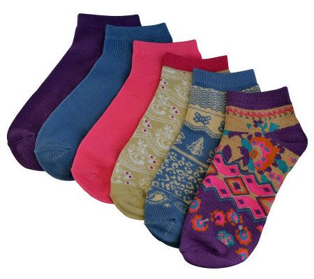 Muk Luks Choice of No Show Socks 6 Pair Pack - A327788
