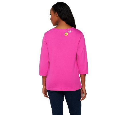 Quacker Factory 3/4 Sleeve Pretty Pansies T-shirt