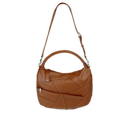 Dan Azan Pebble Leather Hobo with Stud Accents - A219789