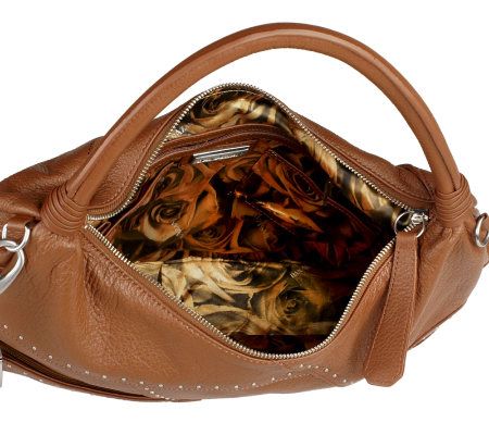 Dan Azan Pebble Leather Hobo with Stud Accents