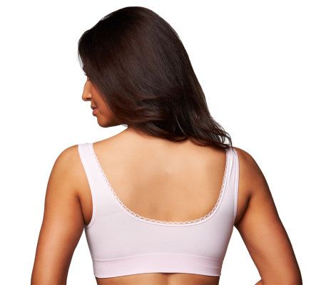 Genie Bra Set of 4 Lace Trim Seamless Bras w/ Modesty Pads
