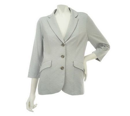 Kelly by Clinton Kelly 3/4 Sleeve Notch Collar Knit Blazer - A223889