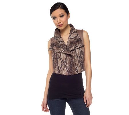K-DASH by Kardashian Python Print Zip Front Cropped Vest - A224089