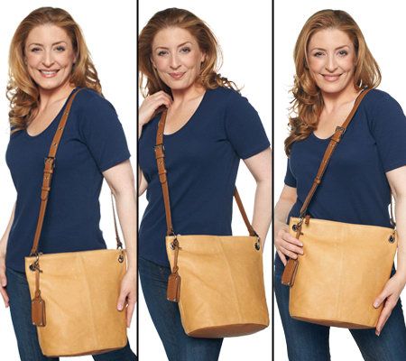 Tignanello Embossed Leather Adjustable Bucket Bag